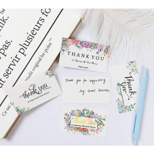 50 Sheets/set 5*9 Cm Flower Greeting Card Thank You for Supporting My Small Business Goods Wrapping Decoration Thank You Card