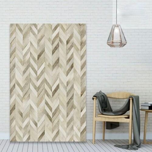 American style luxury cowhide fur patchwork rug natural grey color cow skin fur carpet for living room decoration fur mat