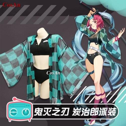 Anime Demon Slayer:Kimetsu No Yaiba Kamado Tanjiro Cosplay Costume Female Lovely Swimsuit Activity Party Role Play Clothing S-XL