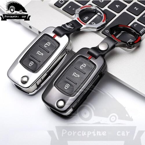 Zinc alloy Car Key Case Cover For Vw Jetta Golf Beetle Passat Polo Bora 2/3 Button Turn Key Protect Accessories