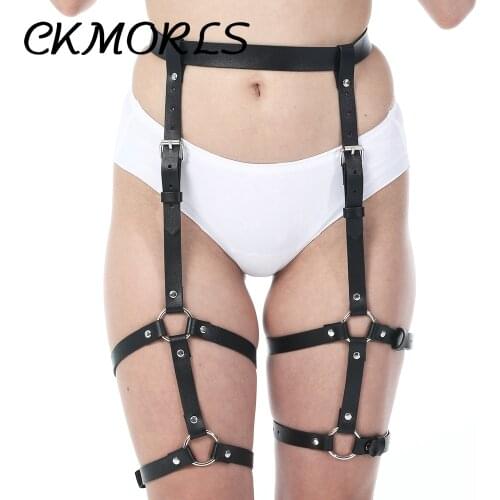 CKMORLS Punk Women Adjustable Sexy Lingerie Leather Belt Body Harness Garter Belts Gothic Fetish Bondage Leg Stocking Straps