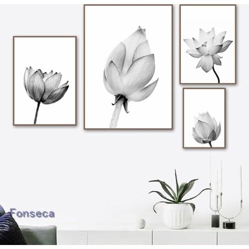 Nordic Floral Pictures Modern Home Decoration Lotus Canvas Paintings Wall Art HD Prints Minimalist Poster For Living Room