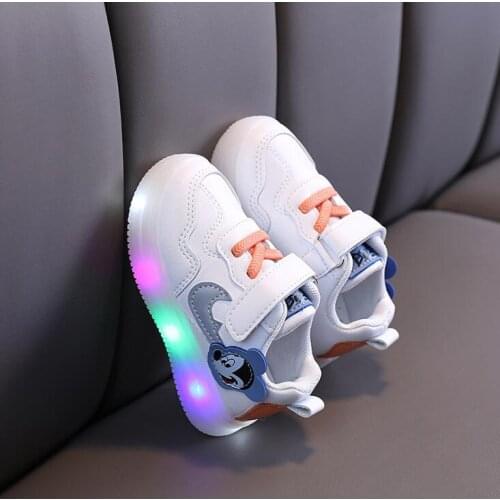 Mickey Mouse cartoon children casual shoes hot sales LED lighted sneakers kids glowing princess girls baby shoes tennis