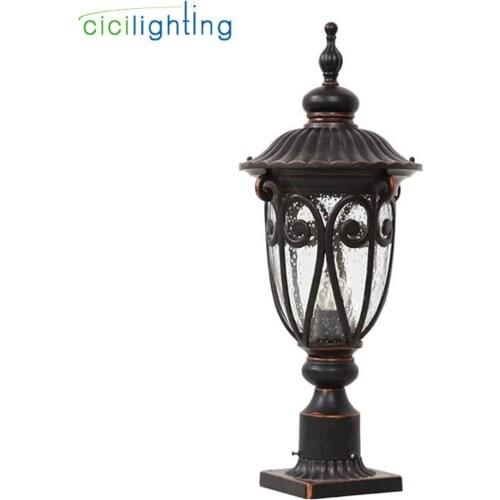 European Style Waterproof Pillar Light,Garden Landscape Lighting,Column Post Lamps Outdoor Fence Decorative Glass Fixtures
