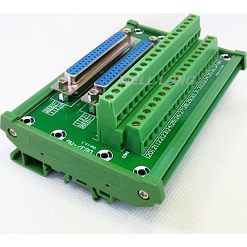 D-SUB DB37 DIN Rail Mount Interface Module, Double Female Header Breakout Board, Terminal Block, Connector
