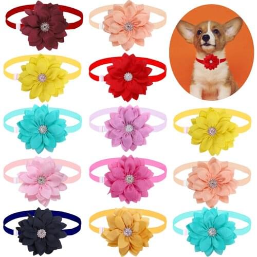 30 Pcs Pet Dog Bow Ties Flower Style Pet Dog Cat Bow Tie Adjustable Necktie Pet Grooming Dog Accessories For Small Medium Dog