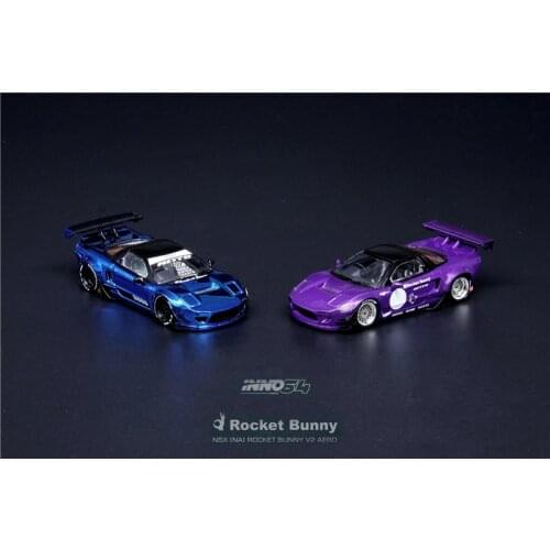 INNO 1:64 Honda NSX (NA) ROCKET BUNNY V2 AERO Metallic Purple/Chrome Blue Diecast Model Car