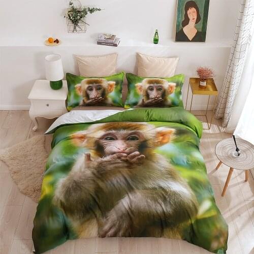 Microfiber bedding set Bed Sheet Animal Duvet Cover Pillowcase 3d printed Monkey Home Textiles Comforter Bedding Sets Bed Linen