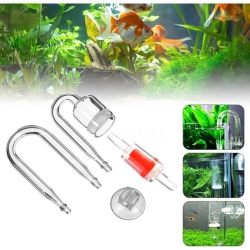 Glass Aquarium Co2 Diffuser Kit Check Valve U Shape Glass Tube Co2 Bubble Reactor Atomizer For Moss Water Plant Tank