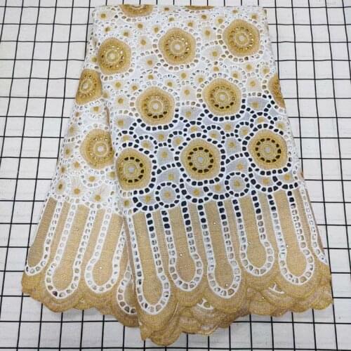 High Quality African Nigerian Tulle Lace Fabric Swiss Voile Lace Wedding 2.5yards Embroidery Dress 100% Cotton Fabric