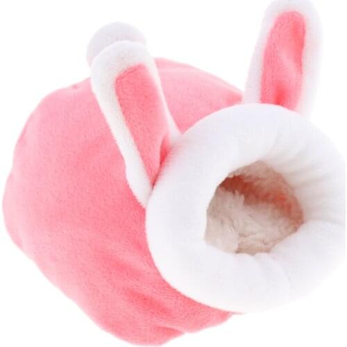 Rats Hamster Winter Warm Fleece Cage Hammock Cute Bear House with Bed Mat for Small Furry Animals - 3 Colors to Choose