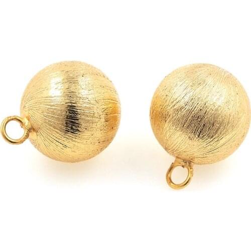 Brass Gold Plated Ball Pendants, Necklace Charm, DIY Jewelry Making Supplies 15.4x13.7MM