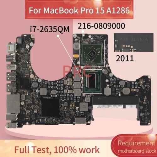For MacBook Pro 15 A1286 2011 i7-2635QM Notebook motherboard 820-2915-A 216-0809000 Mainboard