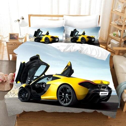 Fashion Yellow Racing Car Bedding Set Modern 3d Duvet Cover Set Comforter Bed Linen Twin Queen King Single Size Luxury Cool Gift