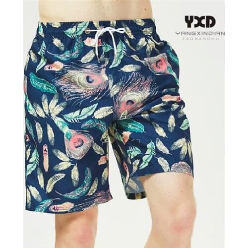 Mens Quick Dry Flower Print Running Shorts Men Swimsuit Man Swimwear Mens Short Pants Surf Joggers Sport Gym Beach Wear Mans