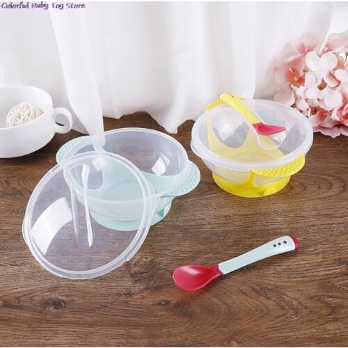 Baby Dinnerware Set Food Bowl Learning Dishes Service Child Tableware Temperature Sensing Feeding Spoon Plate/Tray Suction Cup