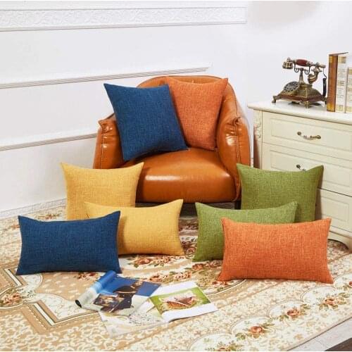 Set Of 2 Pillow Covers Rustic Linen Decorative Square Throw Pillow Covers 45*45cm For Sofa Couch Decoration Home And Bed