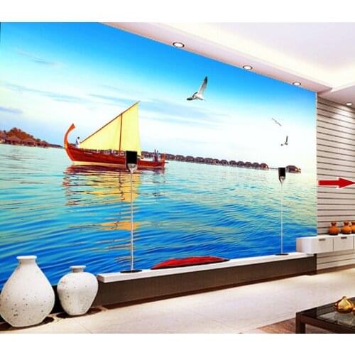 Custom mural landscape, the sea sailing seagulls for the living room bedroom TV background wall waterproof papel de parede