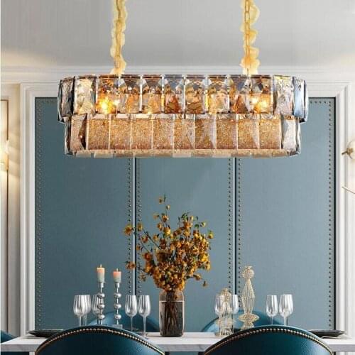 New K9 crystal living room chandelier LED new simple lighting rectangle luxury hotel villa designer crystal chandelier