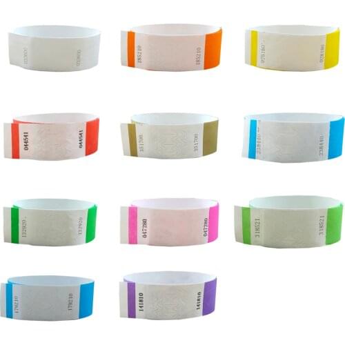 Solid NEW Color 1" Tyvek Wristbands Stub Detachable for ID Paper Wristbands for Party Events Only 500 Pieces
