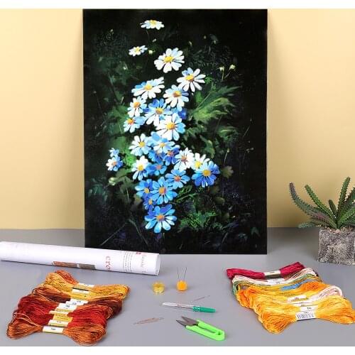 Landscape Chamomiles Pre-Printed 11CT Cross-Stitch DIY Embroidery Complete Kit DMC Threads Handiwork Sewing Craft Wholesale
