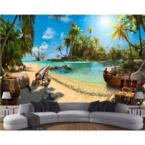 Beibehang Custom Wallpaper 3d papel de parede Photo mural Magic Pirate Treasure Island Landscape TV Background wall paper mural
