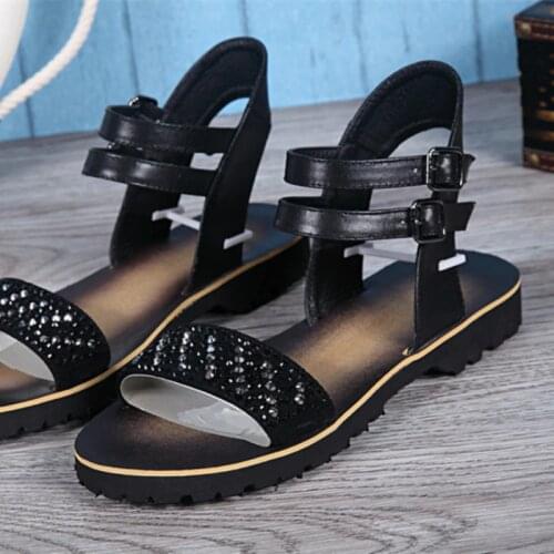 Christia Bella Summer Fashion Outdoor Rome Wind Black Men Large Size Buckle Sandals Geniune Leather Rivet Male Walking Sandals