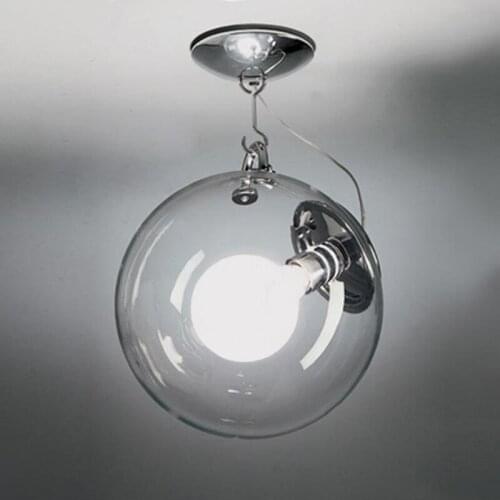 Modern Dia25cm Soap Bubble Clear Glass Ball Ceiling Light Fixture DIY Home Deco Living Room Chrome Iron E27 Bulb Ceiling Lamp