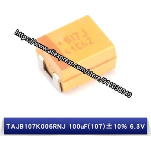 20pcs B 3528 100uF 6.3V 107 SMD tantalum capacitor TAJB107K006RNJ 1210
