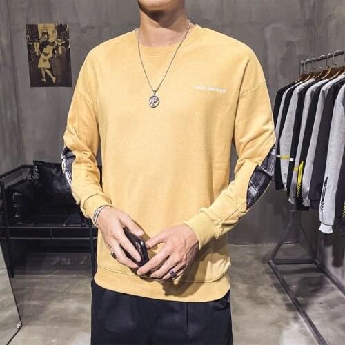 Hip Men Hoodie Hop Slim Round Neck Padded Long Sleeve Sweater Base Shirt Mens Autumn Fashion Hoodies Men Casual Sportswear