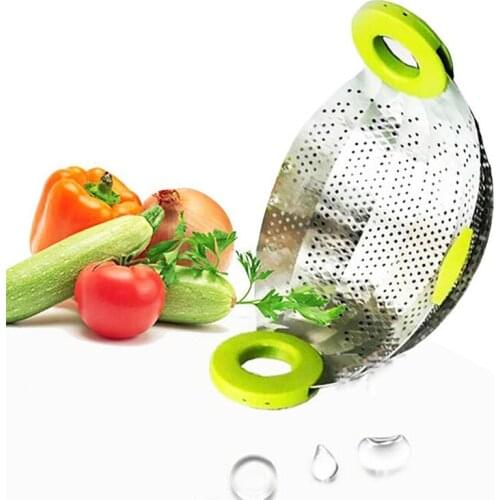 Smart Kitchen Strainer Multipurpose Smart Strainer Stainless Steel Kitchen Fruit Vegetable Basket Strainer Foldable Metal