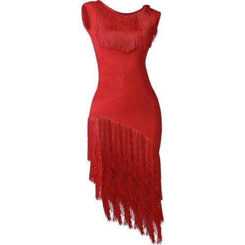 2021 Lady Latin Dance Practice/Performance Dresses Black Red Tassel Women Clothing For Cha Cha/Ruma/Samba/Latin Dancing Skirts