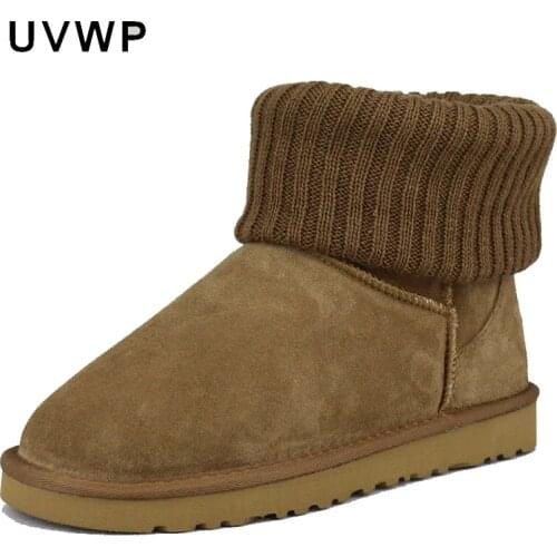 New Fashion High Quality Women Snow Boots Genuine Leather Warm Winter Boots Women Ankle Boots Warm Winter Shoes Hot Sale