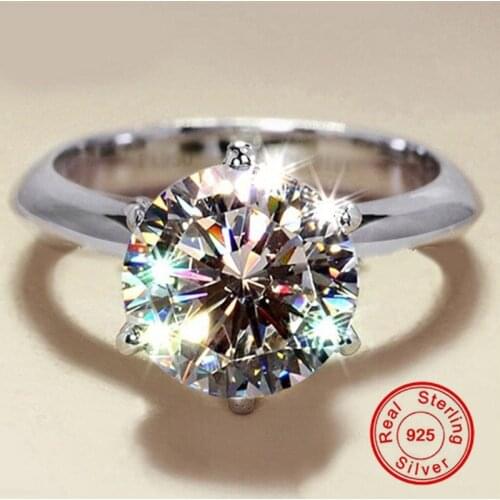 Luxury Lad 10mm Diamond Ring For Women 925 Sterling Silver Color ngagement Ring Solitaire Zircon Wedding Fine Jewelry