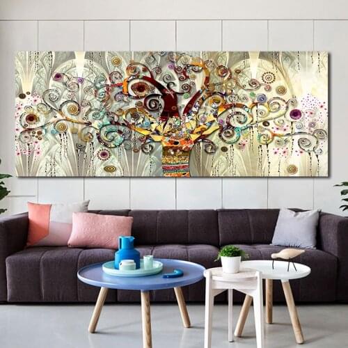 Tree of Life Canvas Painting Gustav Klimt Abstract Landscape Scandinavian Poster Modern Wall Art Picture for Living Room Decor