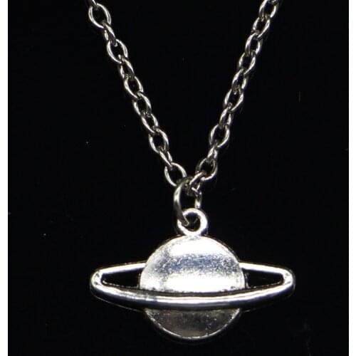 20pcs New Fashion Necklace 20x13mm saturn planet spark Pendants Short Long Women Men Colar Gift Jewelry Choker