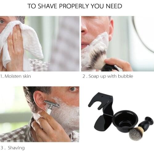 3 In 1 Shaving Brush Shaving Bowl Modern Design Bristle Hair Acrylic Materials Shaving Cleaning Tool