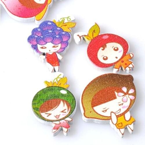 50pcs 18x30mm Mixed Fruit Baby Painted Wooden Scrapbooking Carft for Home Decoration by Random MT0508