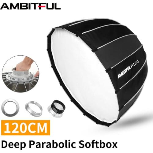 AMBITFUL Portable P120 120CM Quickly Fast Installation Deep Parabolic Softbox Bowens Flash Speedlite Reflector Studio Softbox