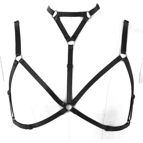 More Red Green Black White Harness Bra Bondage Belts Cage Tops Women harness Choker harness Elastic Strap Goth Costume