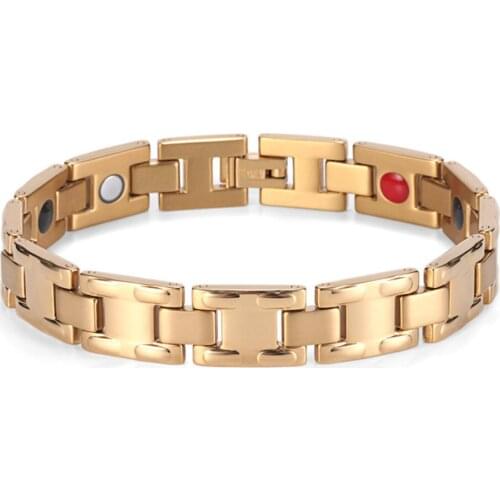 Men Charm Black Titanium Bracelet with 4 Elements Health Care Magnetic Bracelet High Polished Healthy Male Jewelry