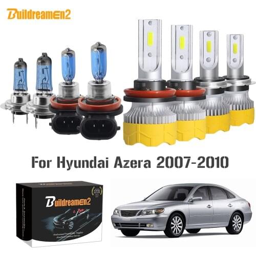 Buildreamen2 4 X Car Headlight High or Low Beam + Fog LED Halogen Headlamp Light White H7 H11 12V For Hyundai Azera 2007-2010