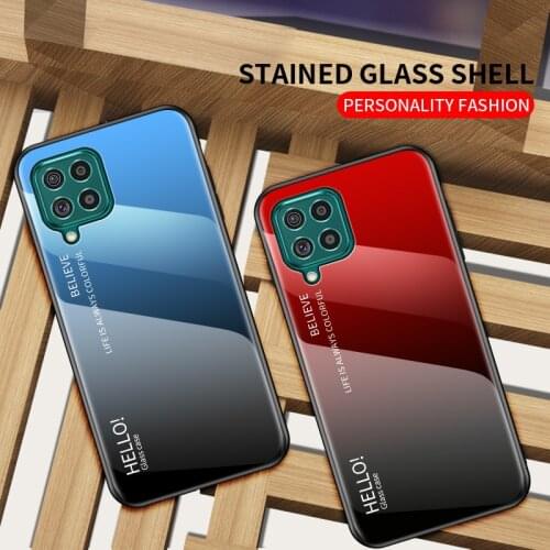 MAKAVO For Samsung Galaxy F62 Case Cover Luxury Gradient Tempered Glass Phone Cases For Samsung Galaxy F62 M62