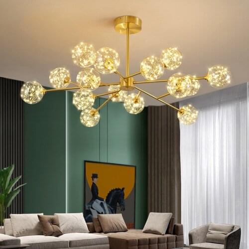 Decorative Postmodern Branch Chandelier For Living Room Glass Globe Modern Led Chandelier Lighting Gold Led Chandelier Bedroom