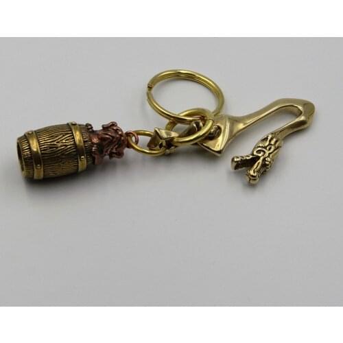 Dragon Belt KeyChain Managers with Brass Dog Pendant,Leather Keychain,Biker Jewelry