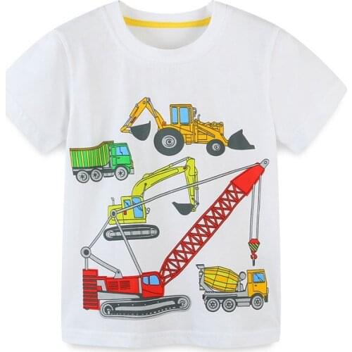 T Shirt Cartoon Excavator Baby Kids Boys Children Cotton Short Sleeves Summer Clothing Cartoon Cars Print Tee Toddler