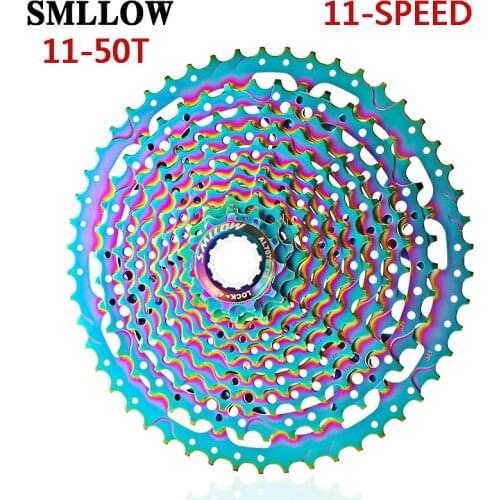 SMLLOW MTB Cassette 11 Speed 11-50T Mountain Bicycle Freewheel Bicycle Sprocket Rainbow Color Flywheel Bicycle Parts Accessories