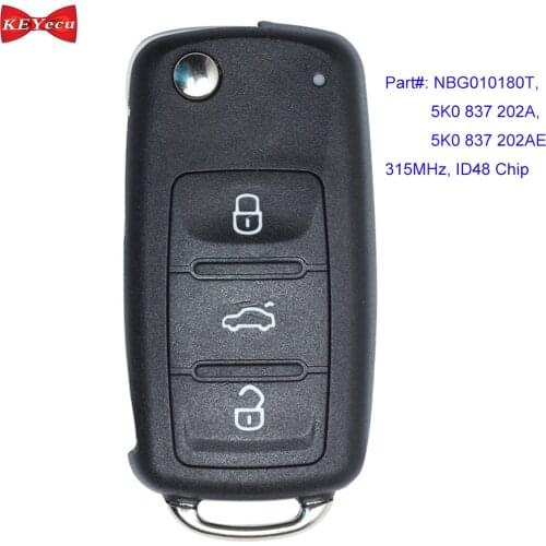 KEYECU for Volkswagen Beetle CC Eos Golf GTI for Jetta Passat Remote Key Fob NBG010180T 5K0837202A 315MHz