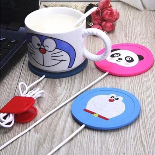 Creative USB Warm Round Cute Cup Heating PVC Mat Warm Pad Electric Insulation Coaster for Coffee Tea