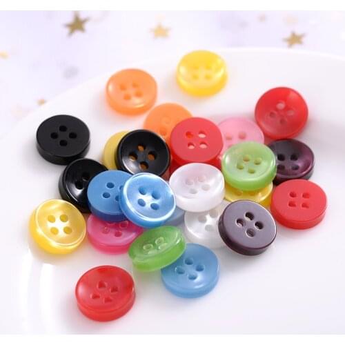11mm 50Pcs Round Shape Mixed Color Resin Buttons 4 Holes Sewing Buttons DIY Scrapbooking Kids Garment Dolls Sewing Accessories
